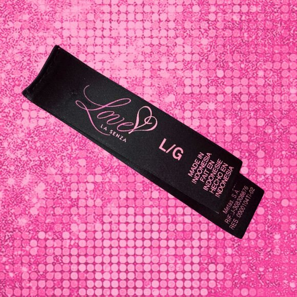 Vintage La Senza Pink Sheer Babydoll Top Silk Bow Sparkle Ruffle Lingerie Large - Picture 4 of 4